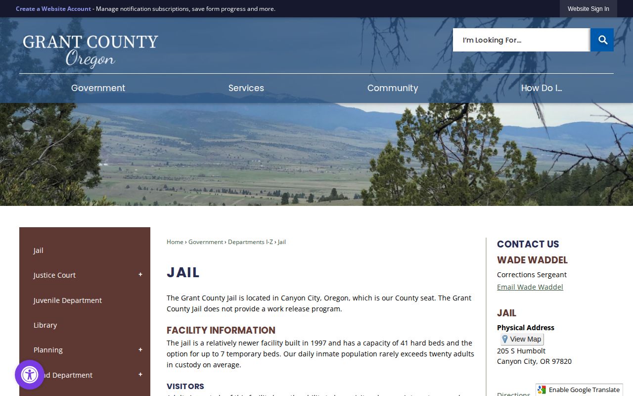 Grant County Jail release, bail, and facility information