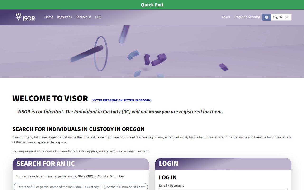 Grant County VISOR release search and notification form